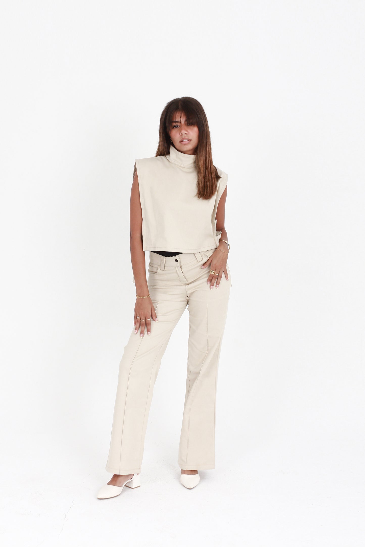 Ivory Petite Straight Fit Pants